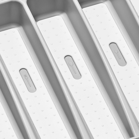 6 Compartment Cutlery Tray - Soft Grey