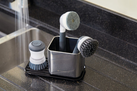 Soap Dispensing Dish Brush - Grey
