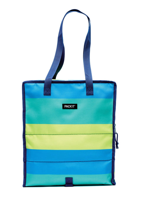 Freezable Grocery Tote Bag Stripe - Blue