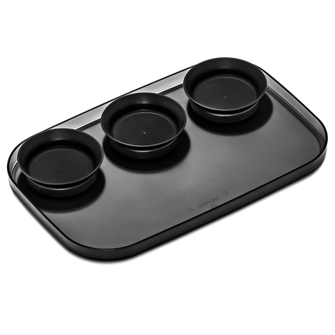 Large Serving Tray With 3 Bowls 39.4 X 25.4cm - Carbon Black