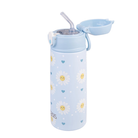 Stainless Steel Double Wall Insulated Kid's Drink Bottle with Sipper Straw 550ml
