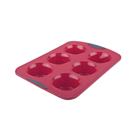 Silicone 6 Cup Jumbo Muffin Pan - Red