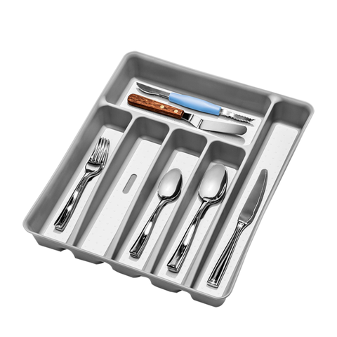 6 Compartment Cutlery Tray - Soft Grey