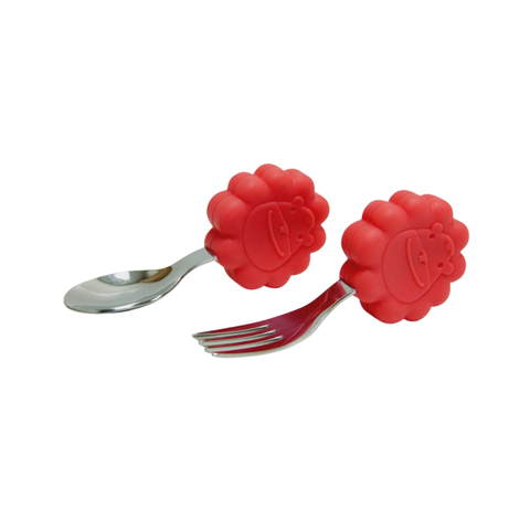 Palm Grasp Spoon & Fork Set - Marcus Red