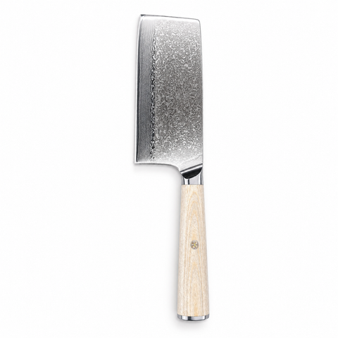 YURI Japanese Damascus Steel 7-Inch Cleaver Vagetable Slicer, 18cm