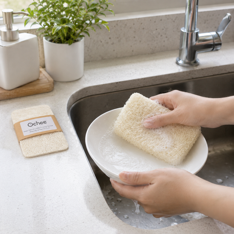Klean Natural Loofah Scouring Sponge Washing Up Pad - 7 x 11cm