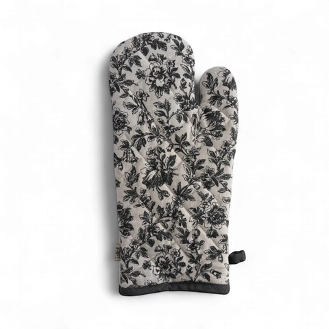 Floral Sonata Oven Mitt 2 Pack 19x35cm Charcoal