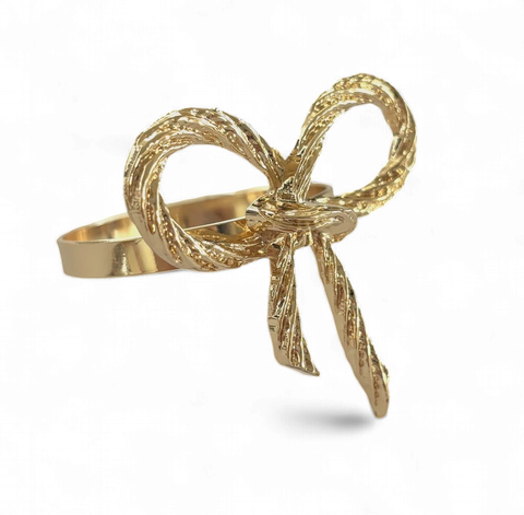Bow Napkin Ring Set of 4 - Gold
