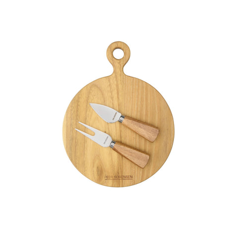 3 Piece Round Cheese Board Set 26x20x2cm Teak