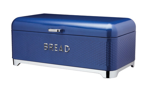 Lovello Textured Bread Bin, Midnight Navy, 42x22x19cm, Tagged