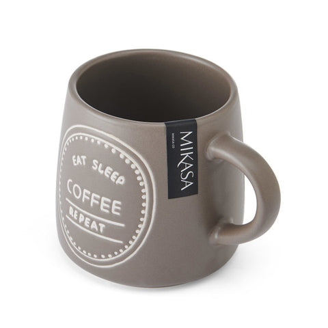Stoneware Mug, Eat Sleep Coffee, 400ml, Labelled