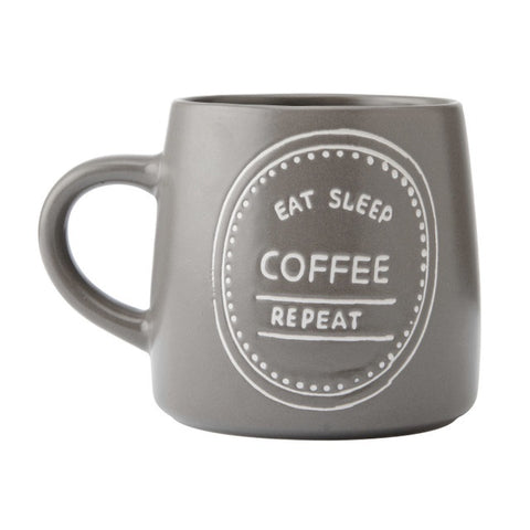 Stoneware Mug, Eat Sleep Coffee, 400ml, Labelled