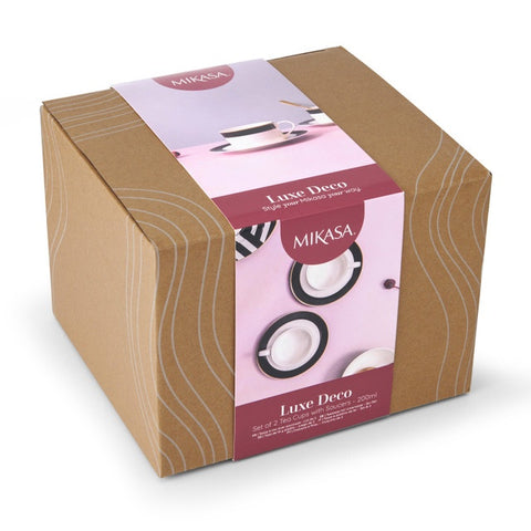 Luxe Deco Band Tea Cup 200ml 2pc Set