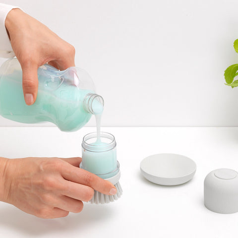 Soap Dispensing Dish Brush - Light Grey