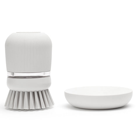 Soap Dispensing Dish Brush - Light Grey