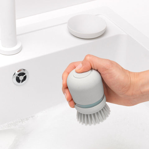 Soap Dispensing Dish Brush - Light Grey
