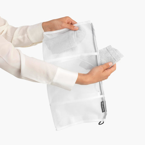 Sock Wash Bag - White w/ Grey Zipper