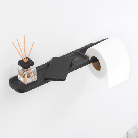 Mindset Toilet Roll Holder w/ Shelf Mineral Infinite Grey