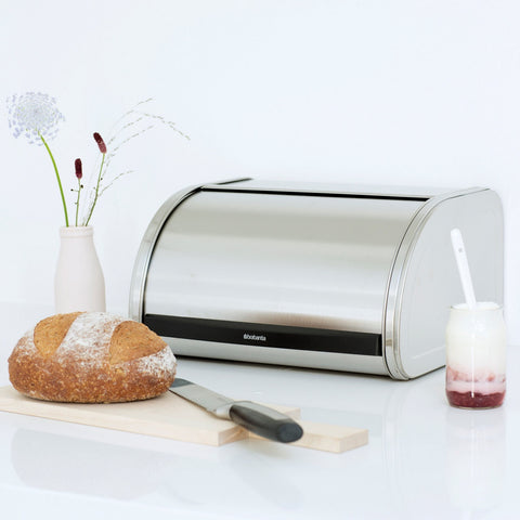 Bread Bin Medium Roll Top Matte Steel