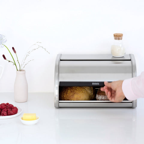 Bread Bin Medium Roll Top Matte Steel