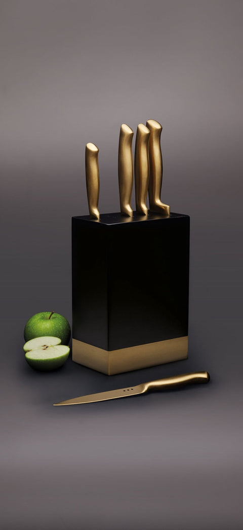 Metallic 5pc Knife + Block Set