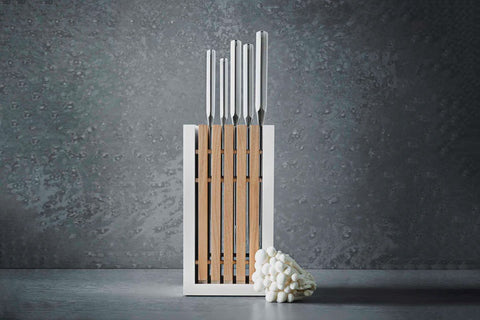 Classic White Design 6 Pieces Block With Santoku