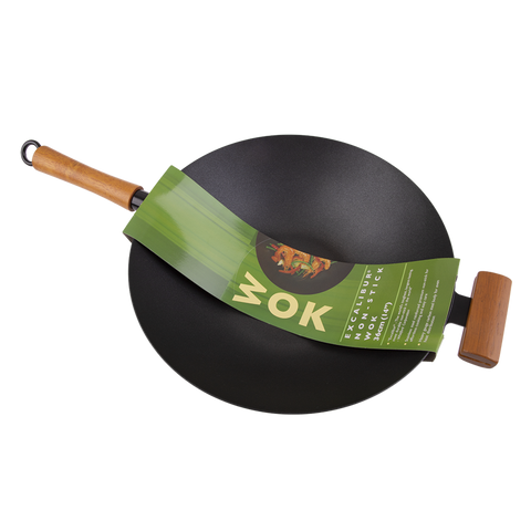 Non-Stick Excalibur Stir Fry Pan/Wok With Wood Handles - 36Cm Dia.