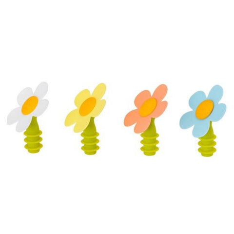 Vigar Flower Power Silicone Assorted Bottle Stopper Display
