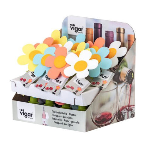 Vigar Flower Power Silicone Assorted Bottle Stopper Display