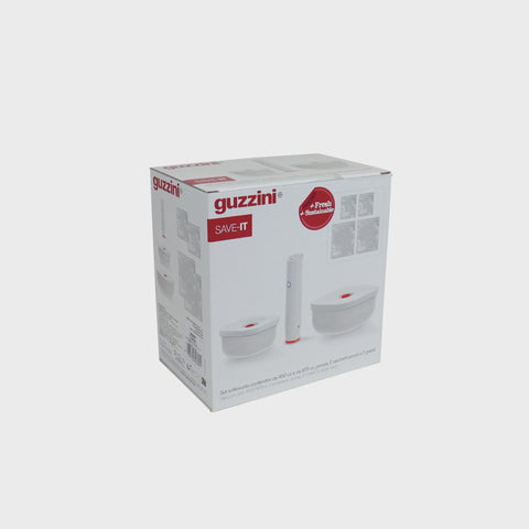 SAVE-IT Set of 2 Vacuum Containers+Pump+Bags - White & Red