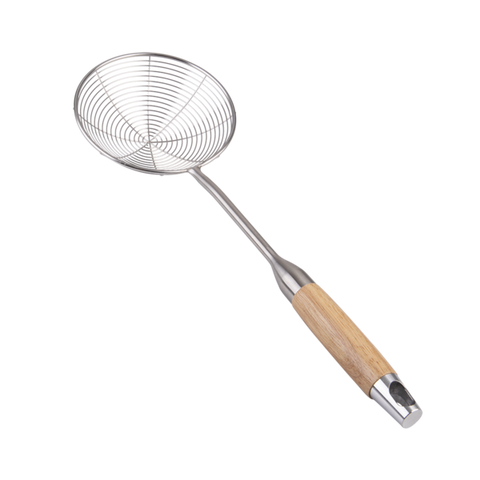 Stainless Steel Wok Wire Skimmer with  Beechwood Handle 13.5cm