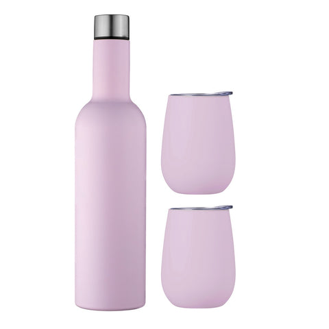 Double Wall Insulated Wine Traveller Set - Pink