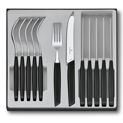 Swiss Modern Table Set (Rounded Knife) - Black