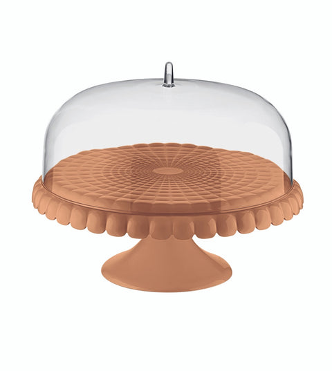 Small Cake Stand with Dome Terracotta