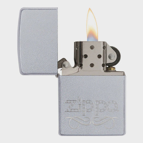 Scroll Satin Chrome Windproof Lighter 24335
