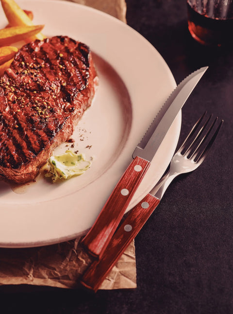 12-Piece Traditional Cutlery Set with Red Polywood Handles