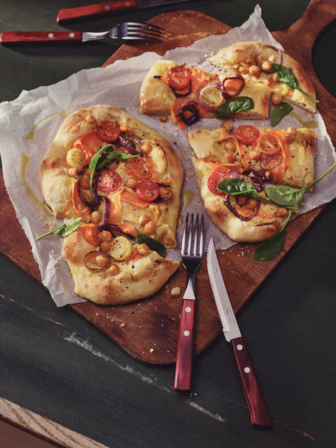 12-Piece Traditional Cutlery Set with Red Polywood Handles