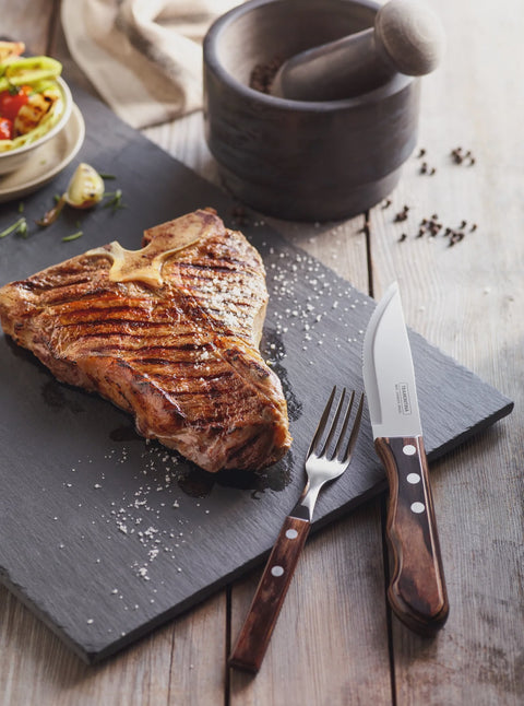 Jumbo Steak Knife with Stainless-Steel Blade and Treated Brown Polywood Handle 5"