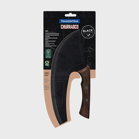 Churrasco Black Multipurpose Cleaver with Stainless-Steel Blade and Wood Handle, 10"