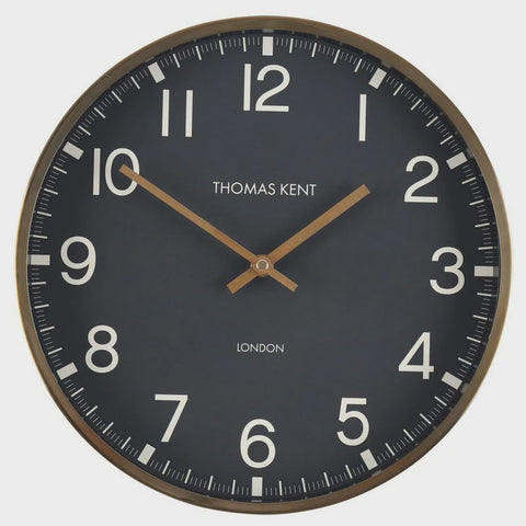 Clocksmith Wall Clock Arabic Numerals, Metal Case/Glass Face -30cm