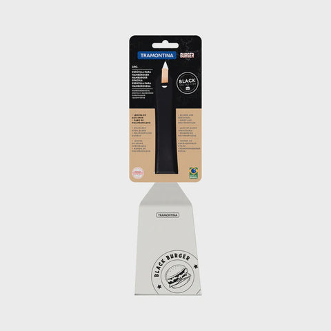 Churrasco Black Burger Spatula with Stainless-Steel Blade and Black Polypropylene Handle 6"