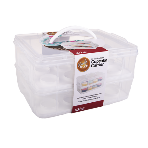 Daily Bake 24 Cup Stackable Cupcake Carrier - White