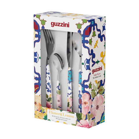 24 piece Cutlery Set Flower & Lemon - Mediterranean