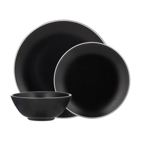 Classic Collection Black 12 Piece Dinner Set - Stoneware