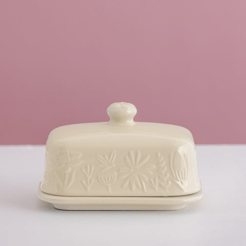 In The Meadow Cream Butter Dish 9 x 15.6 x 10.6cm