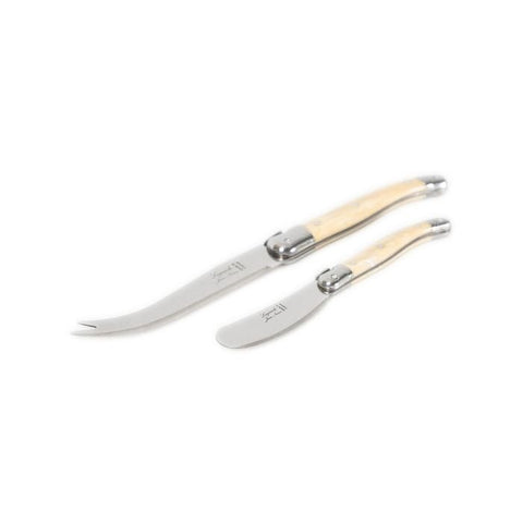 Cheese Knife & Spreader 2 Piece Set - Light Horn