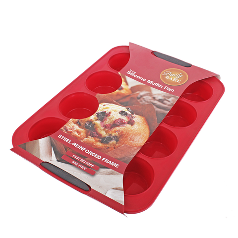 Silicone 12 Cup Muffin Pan - Red