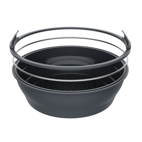 Silicone Round Collapsible Air Fryer Basket 22cm Dia. - Charcoal