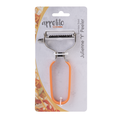 Stainless Steel Julienne 'Y' Peeler W/ Japanese Steel Blade - Orange