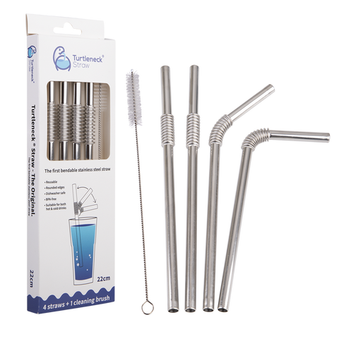 Straw Stainless Steel Flexible Straws Set 4 with Brush